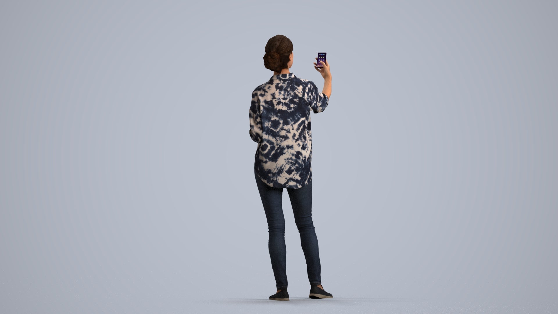 3D people model woman casual standing, scanned human for 3ds Max rendering, front view render