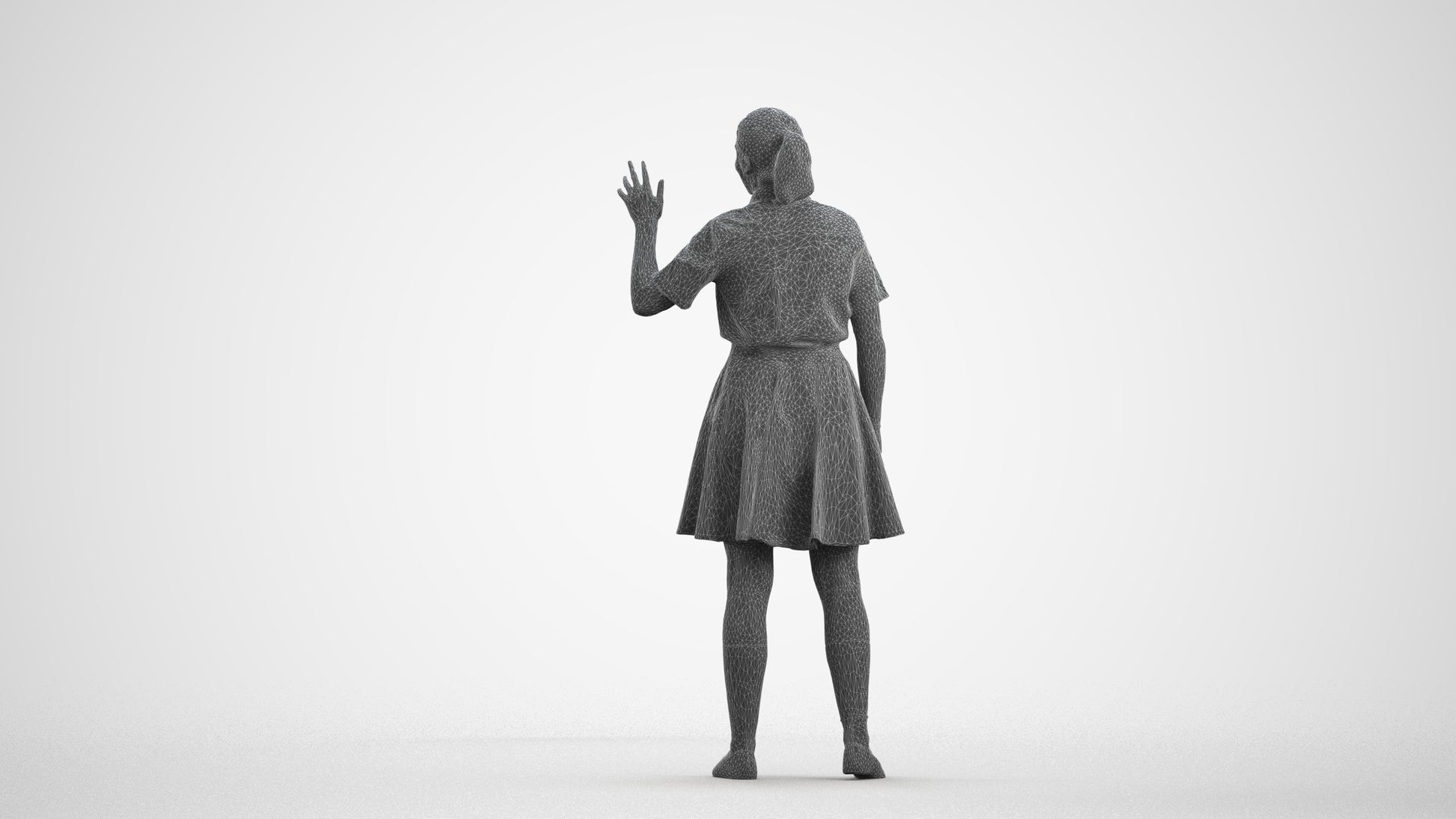 photogrammetry 3D girl kids, realistic human model archviz FBX, wireframe front view