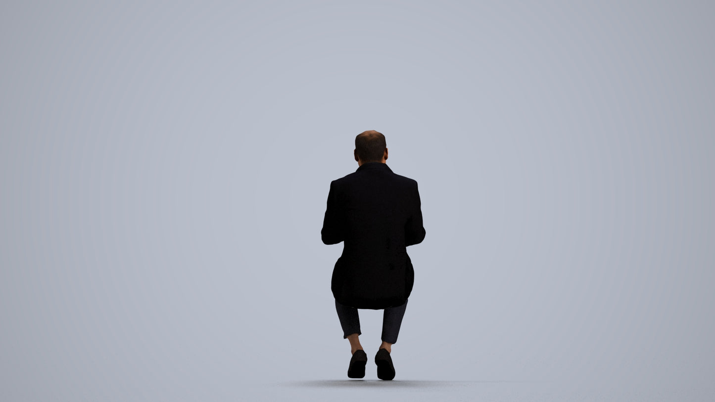 realistic 3D man business, scanned archviz people for Blender and 3ds Max, front view render