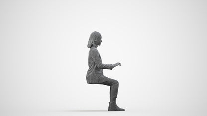 scanned 3D woman business, photogrammetry people for Enscape and V-Ray, wireframe side view