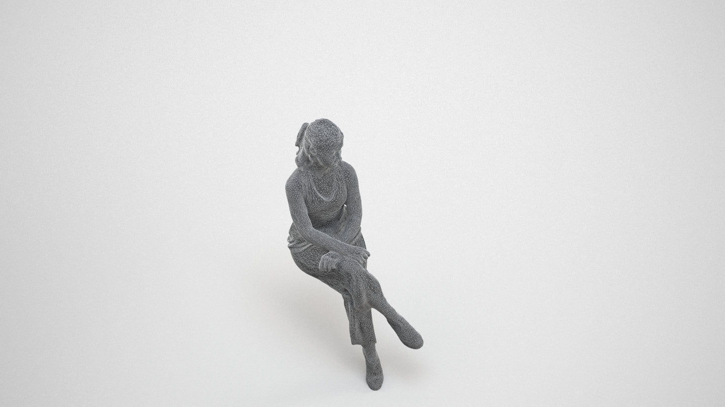 realistic 3D people girl casual kids, render-ready for V-Ray and Corona, FBX OBJ, wireframe three-quarter view