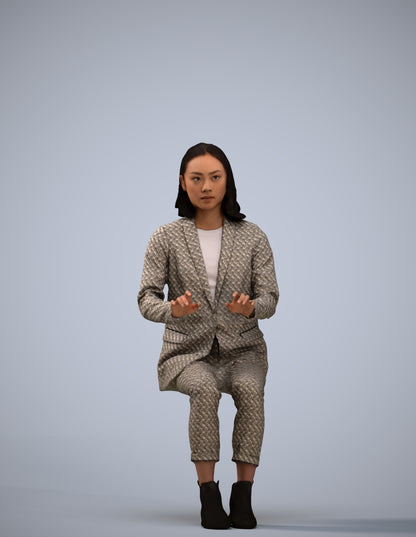 scanned 3D woman business, photogrammetry people for Enscape and V-Ray