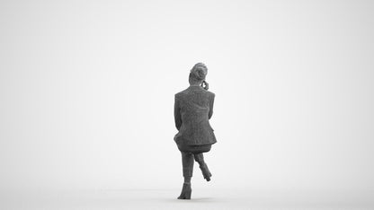 realistic 3D human woman business, archviz people FBX OBJ for Blender, wireframe front view