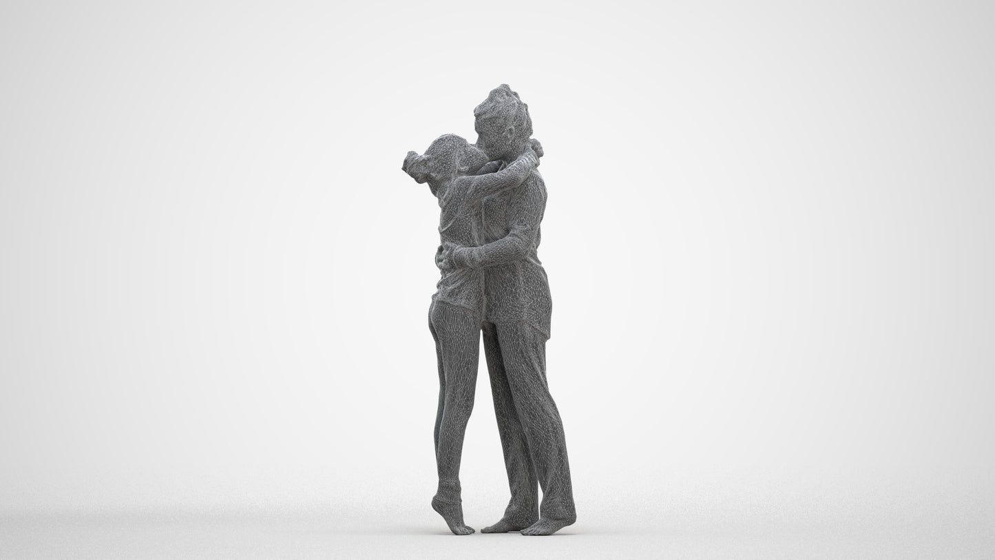 3D human model girl kids, photogrammetry scanned person for archviz, three-quarter front view render