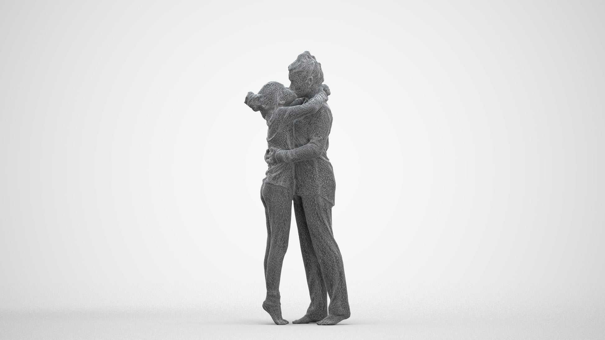 3D human model girl kids, photogrammetry scanned person for archviz, three-quarter front view render