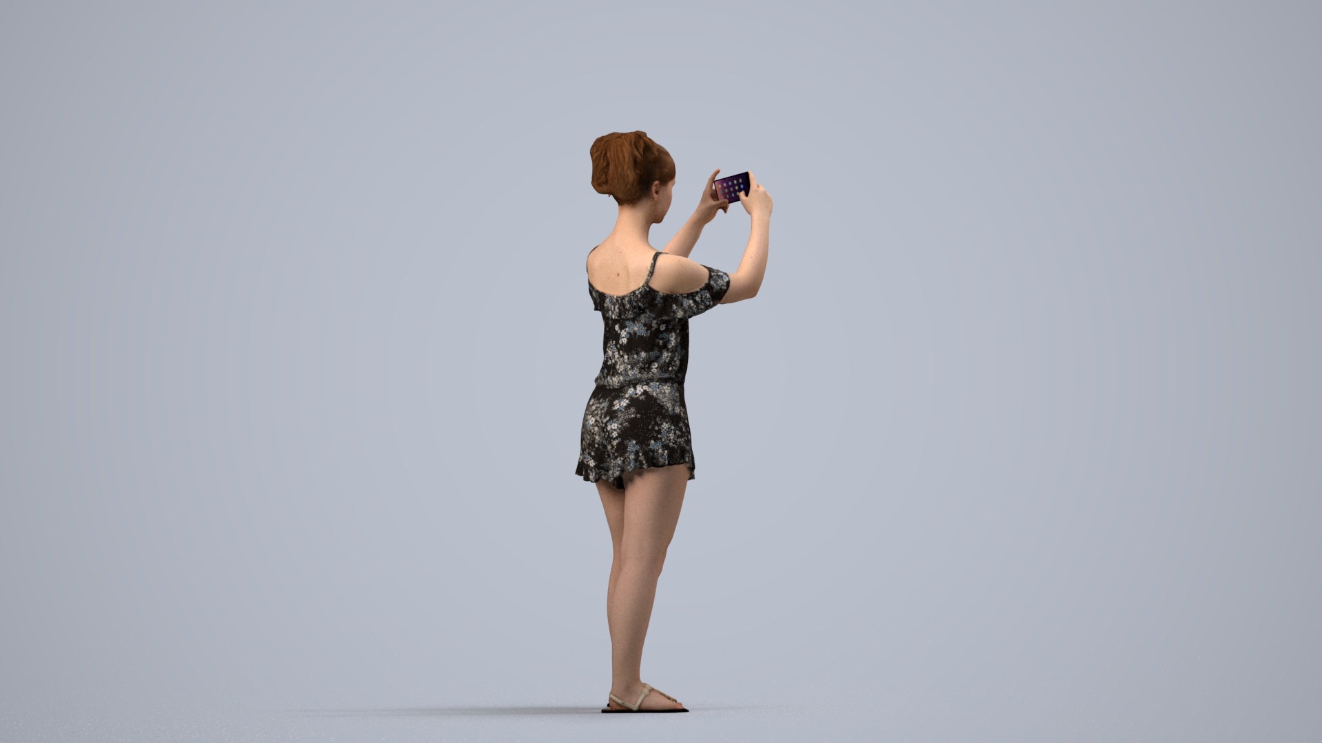 realistic 3D people girl casual kids, render-ready for V-Ray and Corona, FBX OBJ, side view render