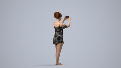 realistic 3D people girl casual kids, render-ready for V-Ray and Corona, FBX OBJ, side view render