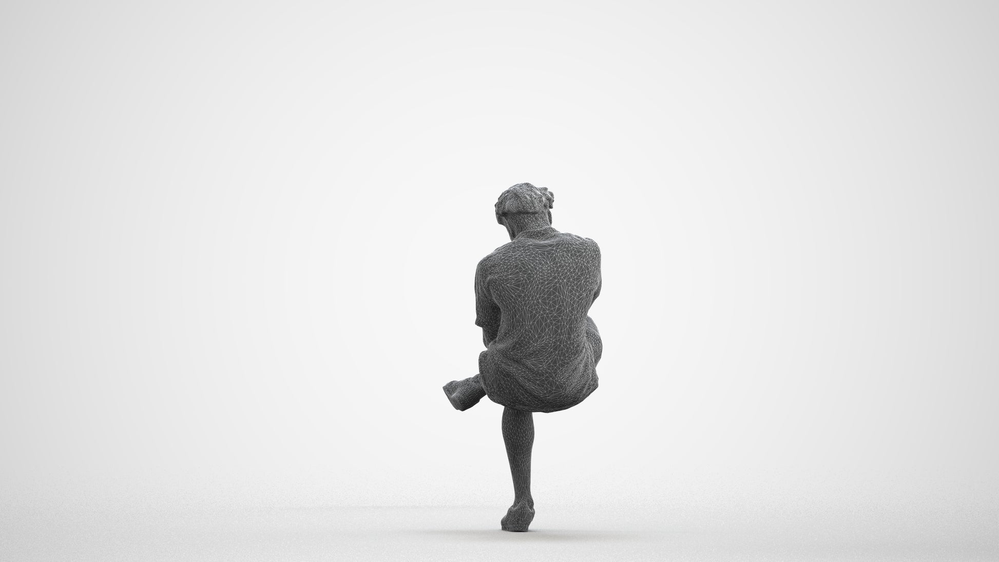 scanned 3D man casual sitting, photogrammetry people for Enscape and V-Ray, wireframe front view