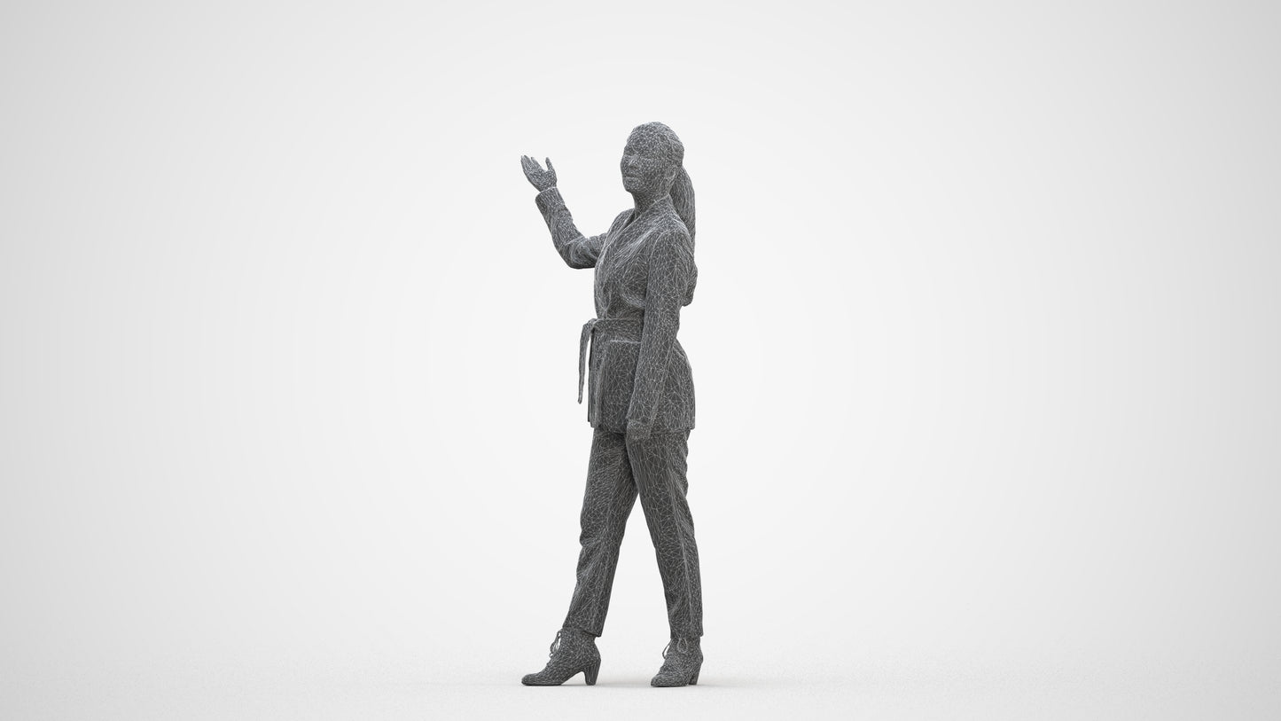 3D people model woman business, scanned human for 3ds Max rendering, three-quarter front view render
