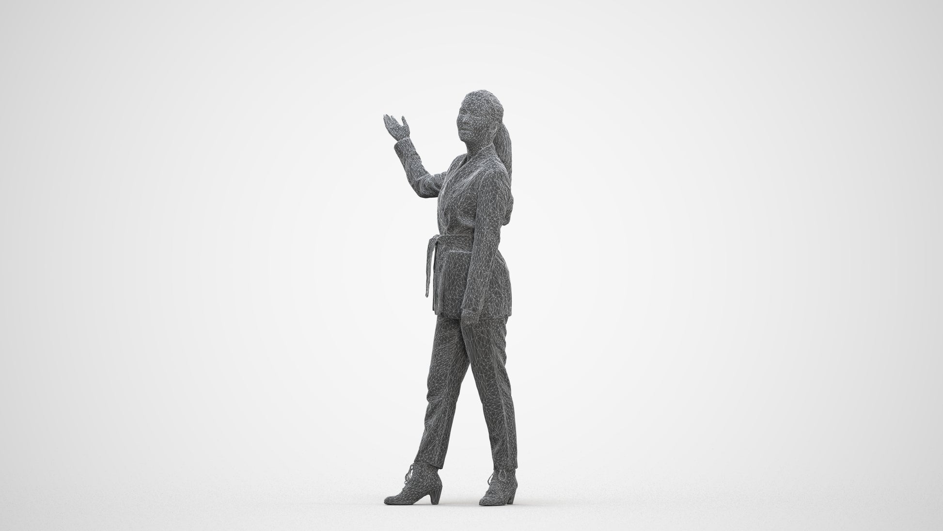 3D people model woman business, scanned human for 3ds Max rendering, three-quarter front view render