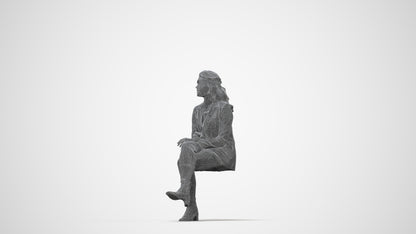 3D scanned woman business, photorealistic archviz people for Enscape and SketchUp, wireframe back view