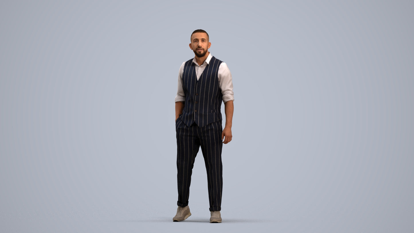 scanned 3D man business, photogrammetry people for Enscape and V-Ray, standing pose render