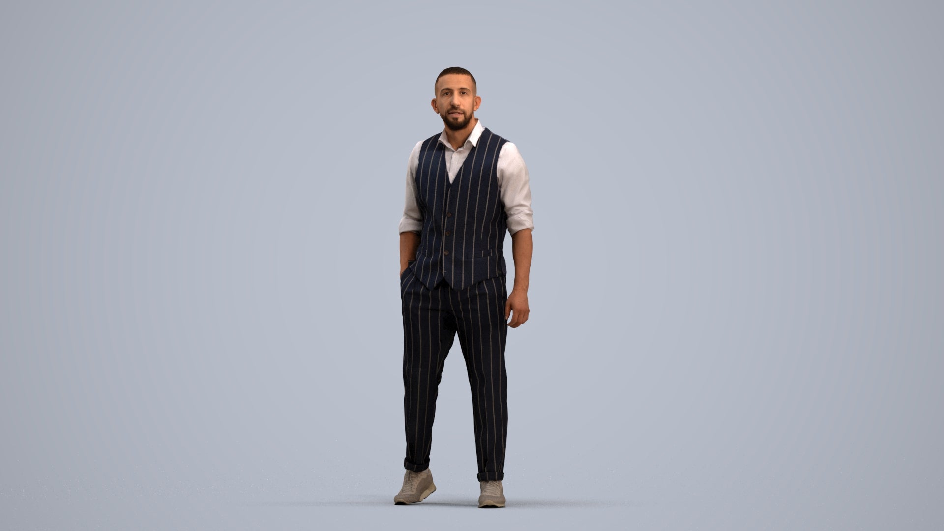 scanned 3D man business, photogrammetry people for Enscape and V-Ray, standing pose render