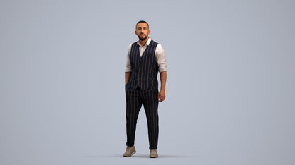 scanned 3D man business, photogrammetry people for Enscape and V-Ray, standing pose render