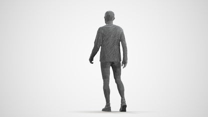 3D people model senior man sport, scanned human for 3ds Max rendering, wireframe front view