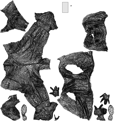 3D scanned woman standing casual, photorealistic archviz people for Enscape and SketchUp, wireframe top-down view