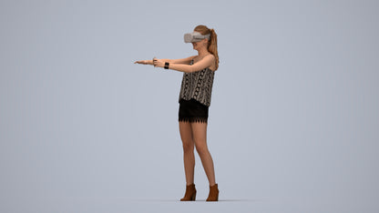 scanned 3D girl casual standing, photogrammetry people for Enscape and V-Ray, top-down view render