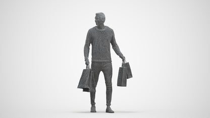 3D people model man casual formal, scanned human for 3ds Max rendering, three-quarter front view render