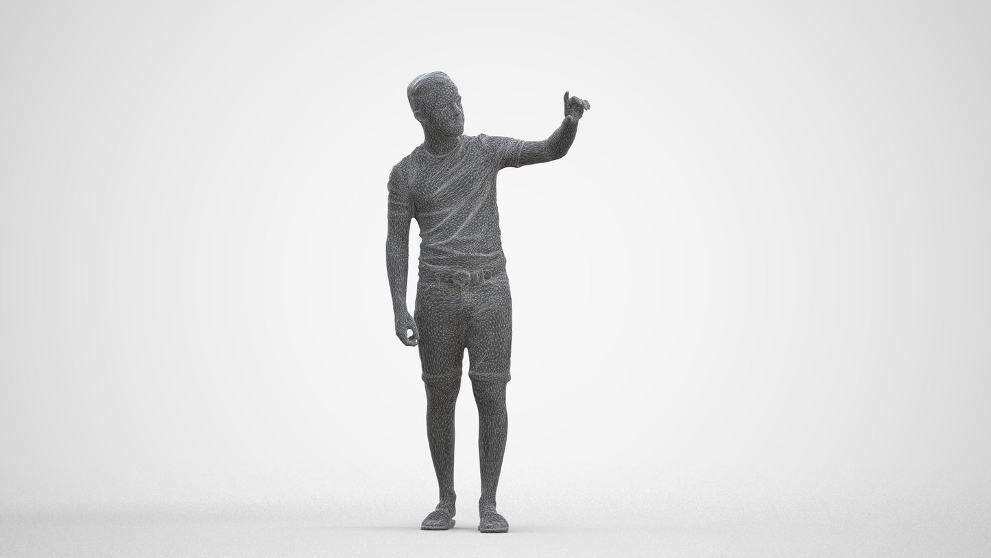 3D scanned boy kids casual, photorealistic archviz people for Enscape and SketchUp, three-quarter front view render