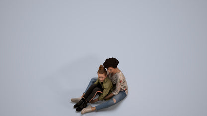 realistic 3D girl casual kids, scanned archviz people for Blender and 3ds Max, back view render
