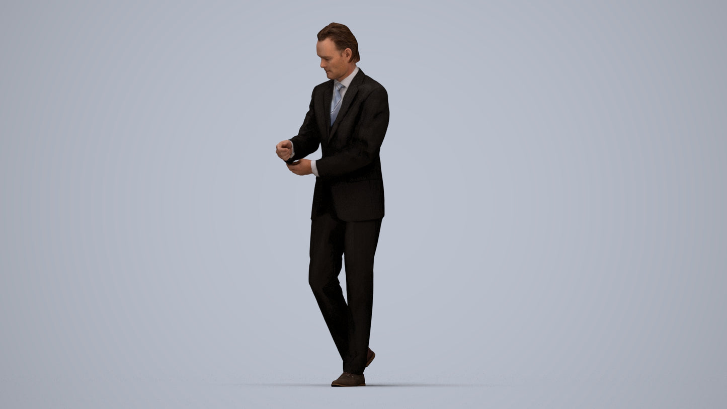 photogrammetry 3D man business, realistic human model archviz FBX, top-down view render