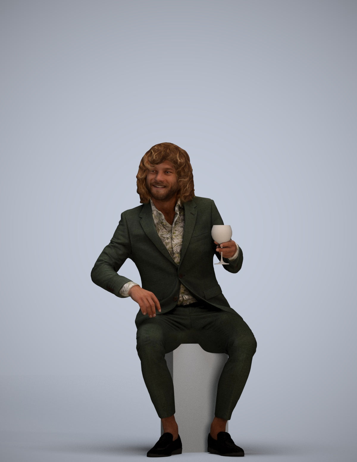 scanned 3D man business, photogrammetry people for Enscape and V-Ray
