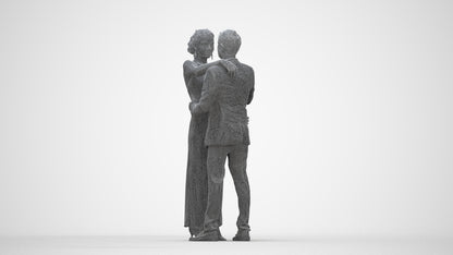 realistic 3D human woman formal dancing, archviz people FBX OBJ for Blender, wireframe back view