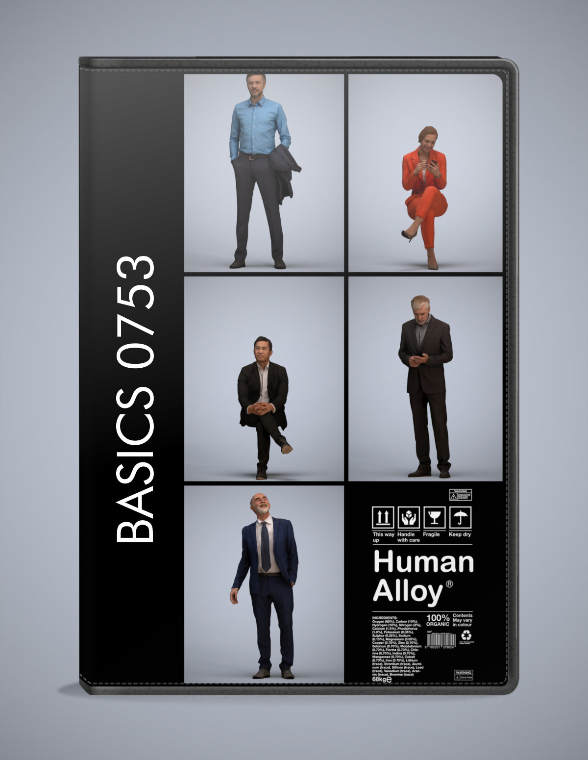 scanned 3D people business collection, 5 photogrammetry models for Enscape and V-Ray