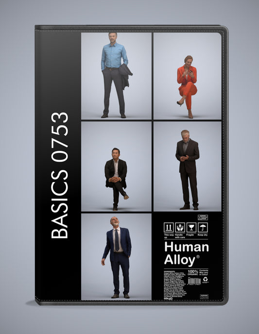 scanned 3D people business collection, 5 photogrammetry models for Enscape and V-Ray