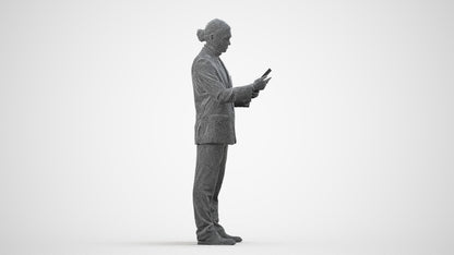realistic 3D man business, scanned archviz people for Blender and 3ds Max, wireframe side view