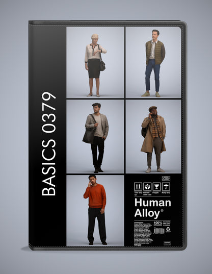 realistic 3D humans standing pack, 5 archviz people FBX OBJ for Blender