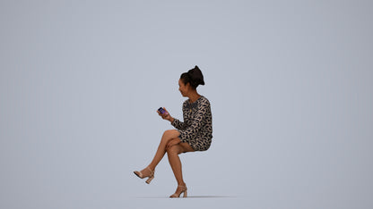 3D scanned woman sitting casual, photorealistic archviz people for Enscape and SketchUp, top-down view render