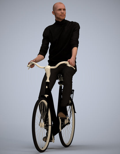 realistic 3D human man casual cycling, archviz people FBX OBJ for Blender