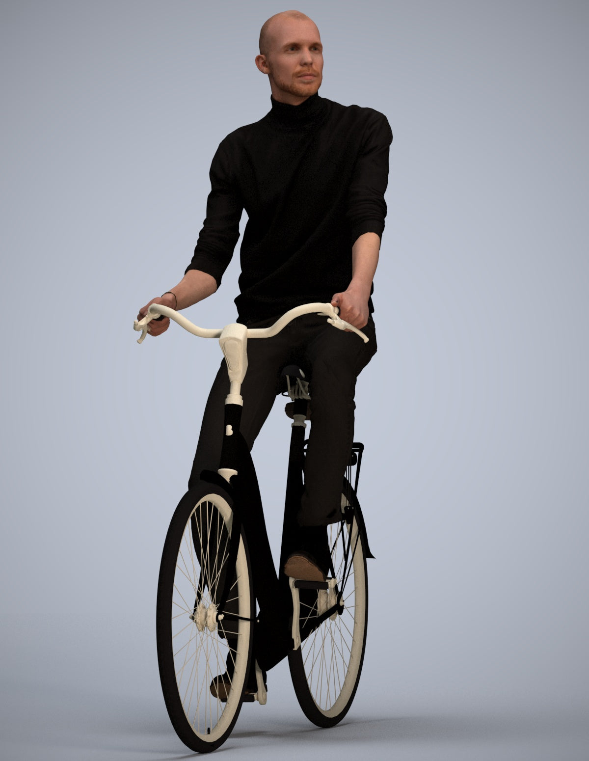 realistic 3D human man casual cycling, archviz people FBX OBJ for Blender