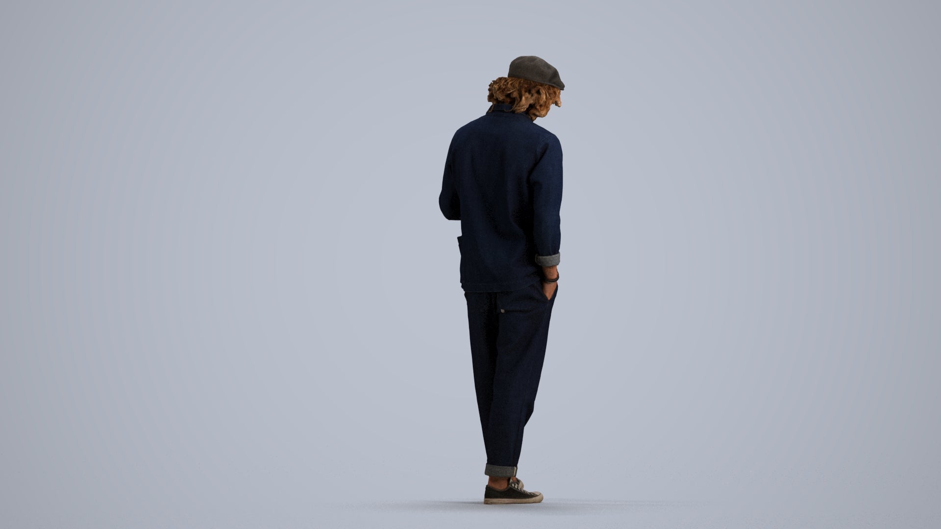 realistic 3D human man casual standing, archviz people FBX OBJ for Blender, front view render