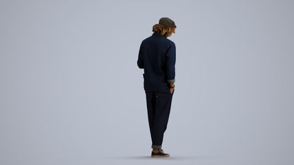 realistic 3D human man casual standing, archviz people FBX OBJ for Blender, front view render
