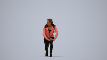 scanned 3D woman sport, photogrammetry people for Enscape and V-Ray, top-down view render
