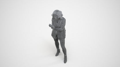 scanned 3D woman business standing, photogrammetry people for Enscape and V-Ray, wireframe three-quarter view