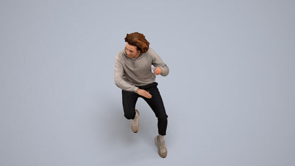 realistic 3D people man casual sitting, render-ready for V-Ray and Corona, FBX OBJ, back view render