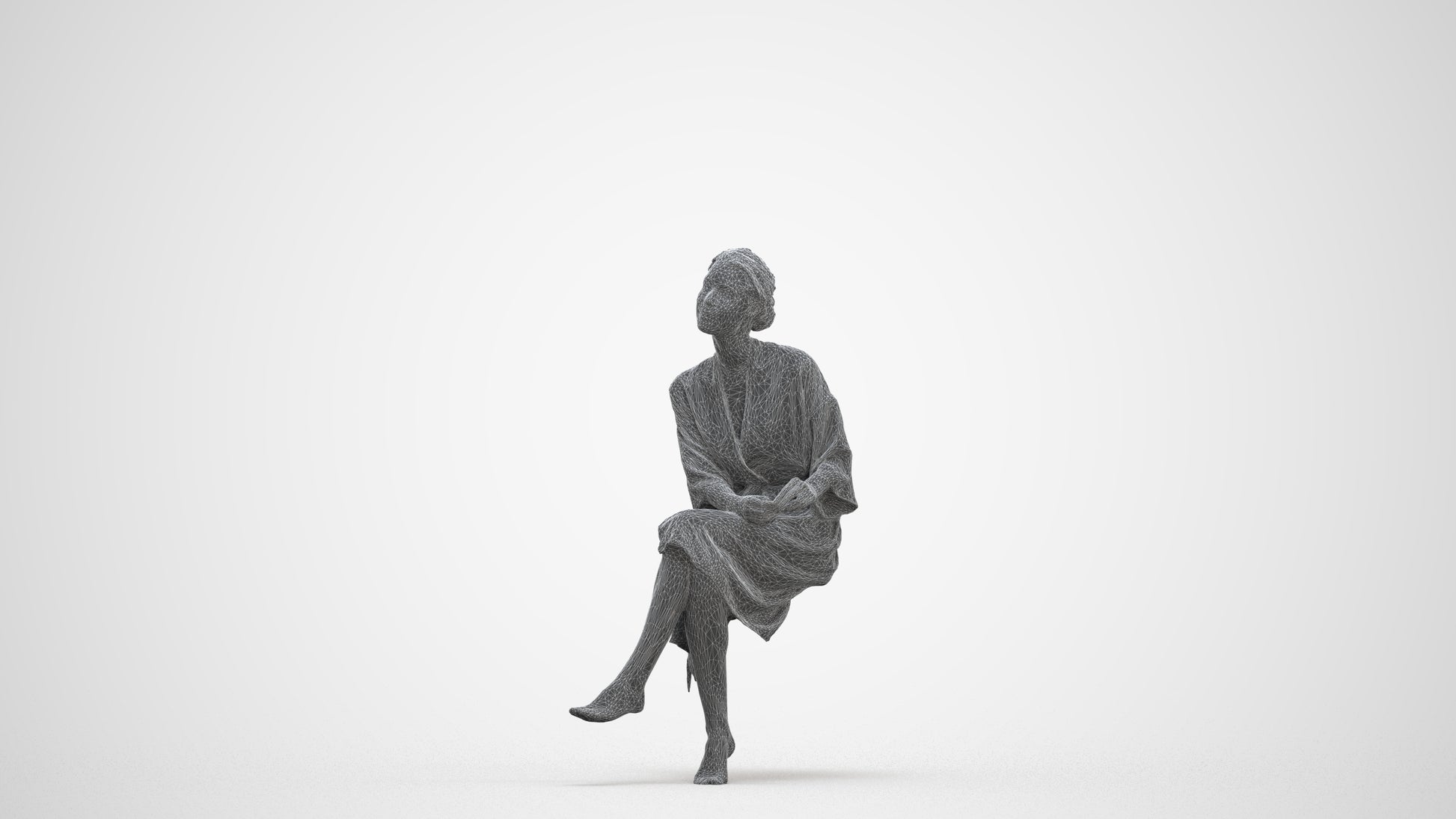 3D scanned woman bathroom, photorealistic archviz people for Enscape and SketchUp, three-quarter front view render