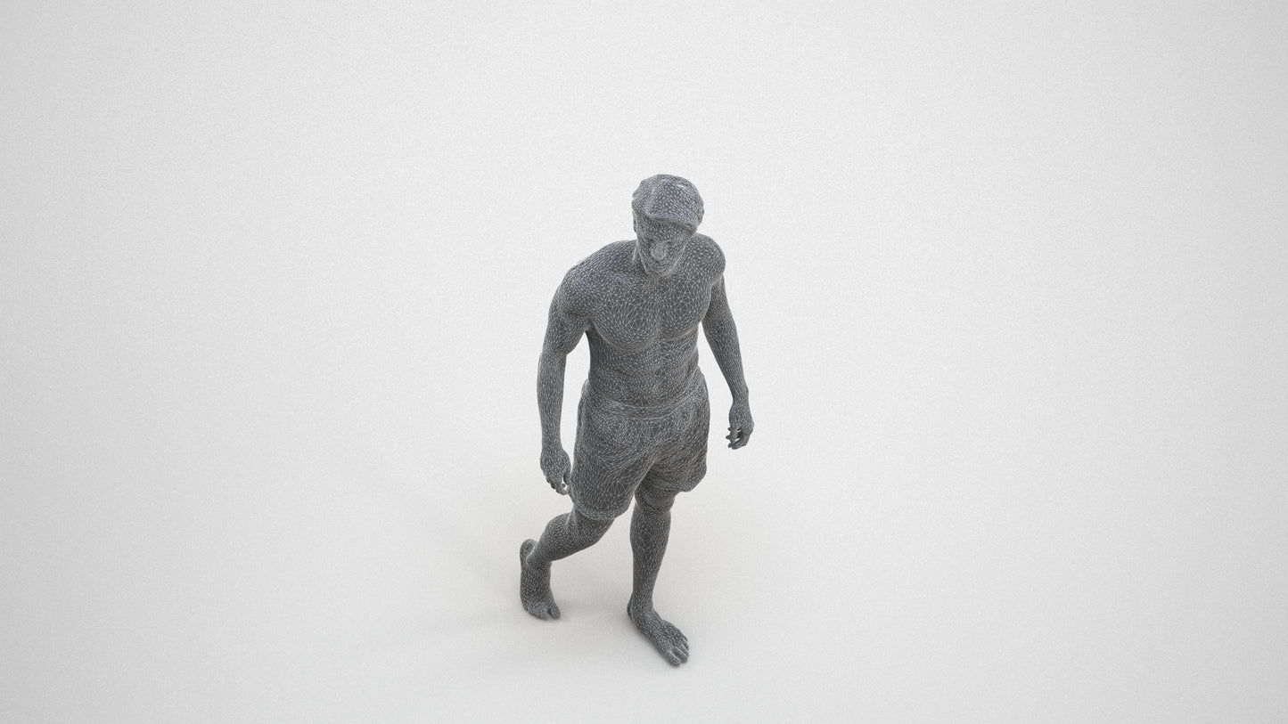 realistic 3D people man pool, render-ready for V-Ray and Corona, FBX OBJ, wireframe three-quarter view