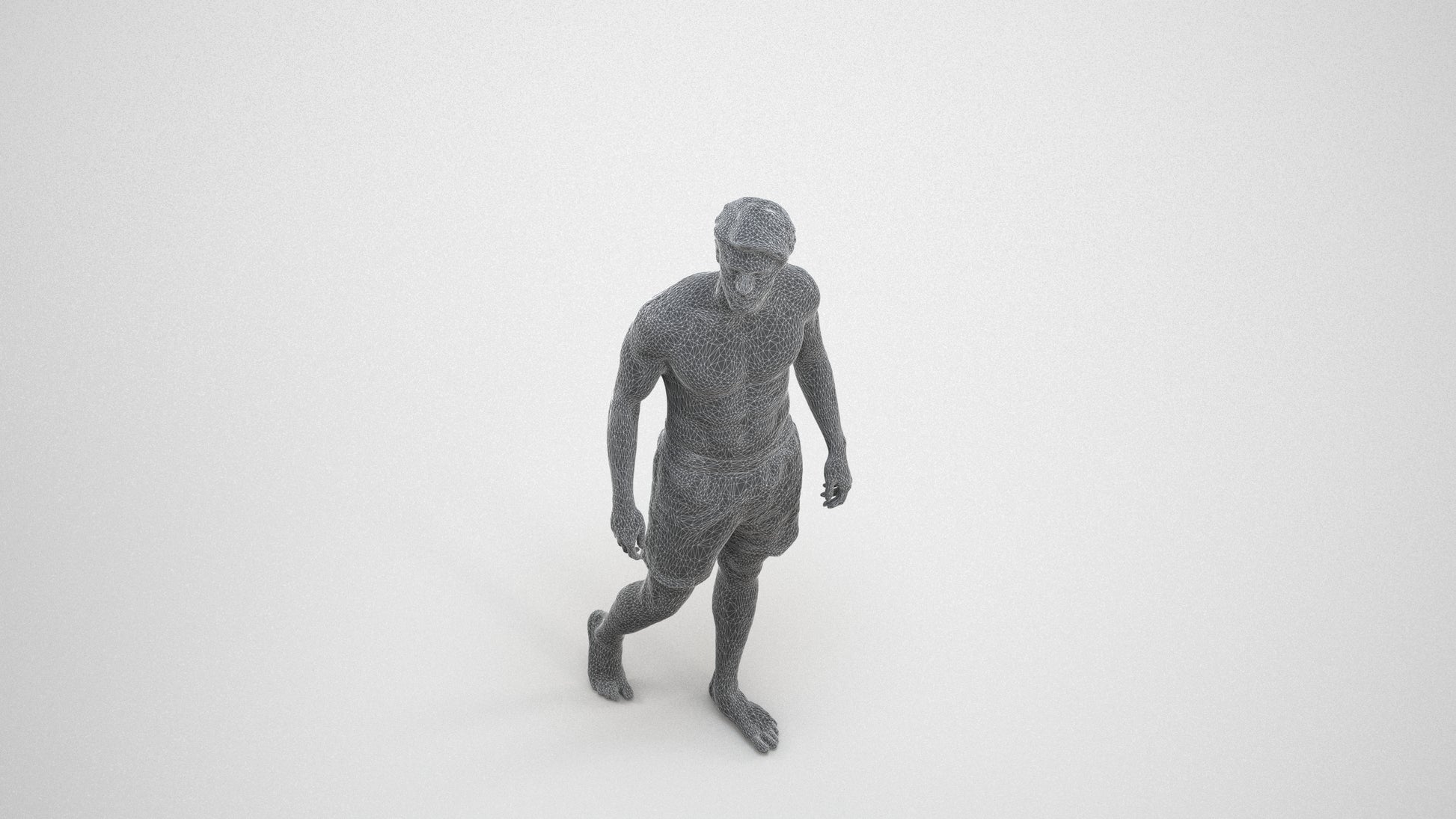 realistic 3D people man pool, render-ready for V-Ray and Corona, FBX OBJ, wireframe three-quarter view