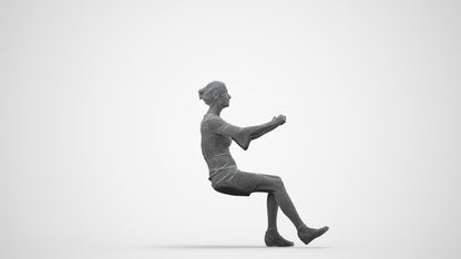 3D people model senior woman business sitting, scanned human for 3ds Max rendering, wireframe side view