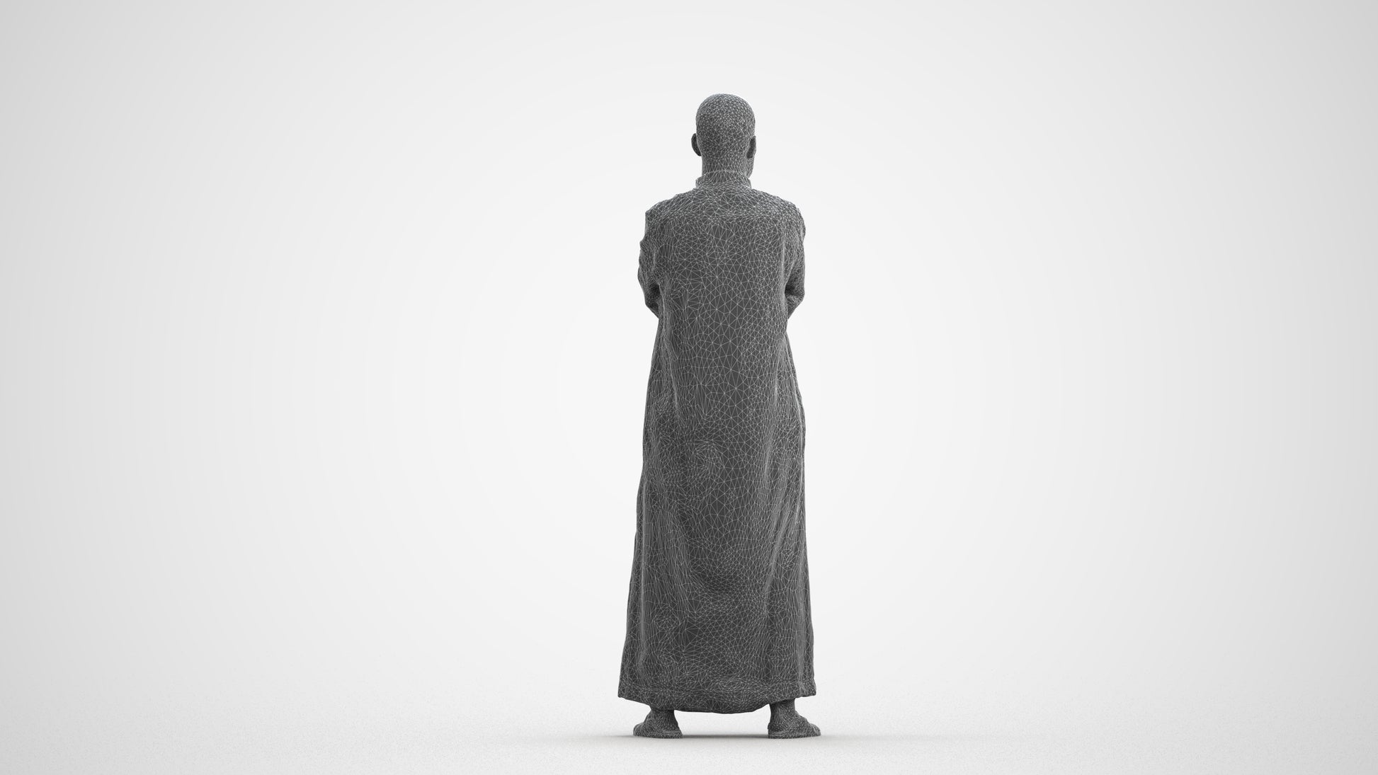 realistic 3D human man standing, archviz people FBX OBJ for Blender, wireframe front view