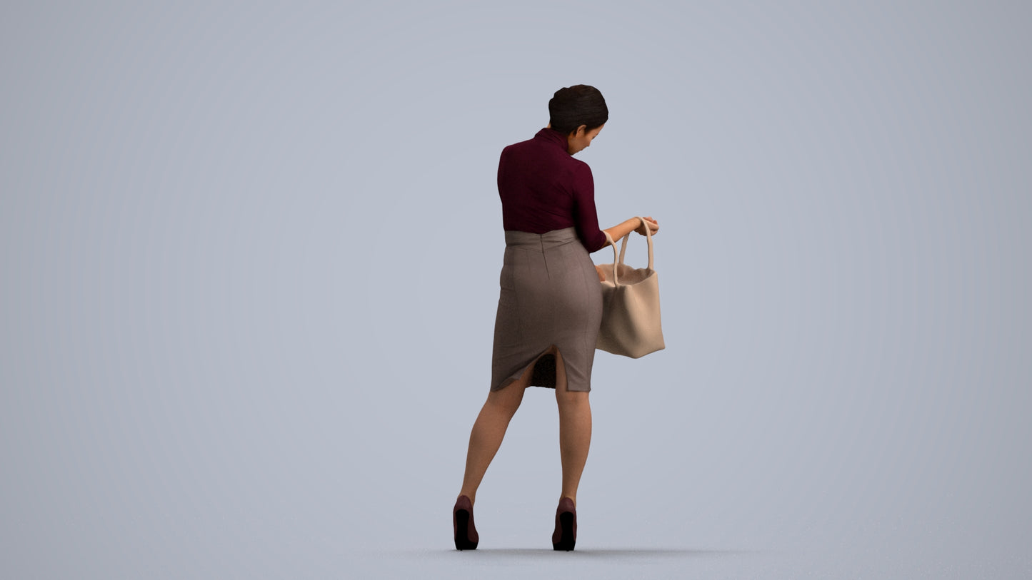 photogrammetry 3D woman business standing, realistic human model archviz FBX, front view render