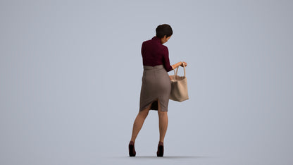 photogrammetry 3D woman business standing, realistic human model archviz FBX, front view render