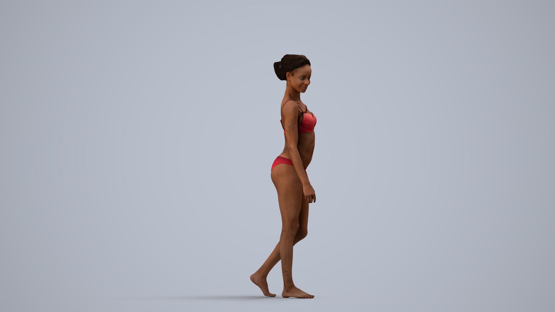 scanned 3D woman pool, photogrammetry people for Enscape and V-Ray, side view render
