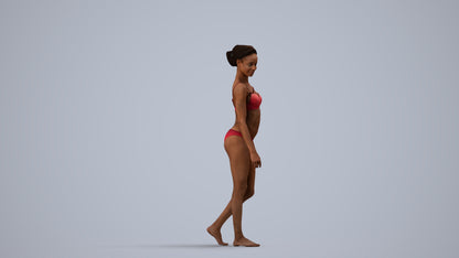 scanned 3D woman pool, photogrammetry people for Enscape and V-Ray, side view render