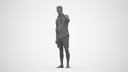 photogrammetry 3D man casual standing, realistic human model archviz FBX, wireframe back view