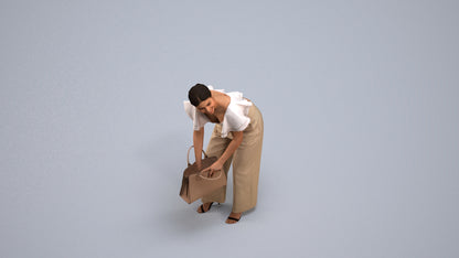3D scanned woman standing business, photorealistic archviz people for Enscape and SketchUp, back view render